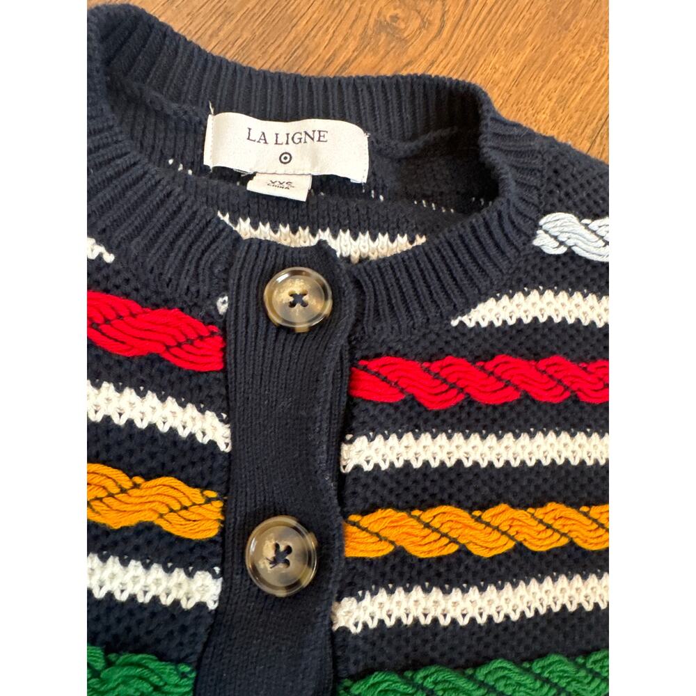 La Ligne x Target Textured Striped Long Sleeve Cardigan Sweater Multi Womens XXS - Picture 6 of 7